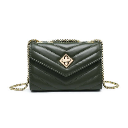 Crossbody bag with quilted pattern & twist turn lock: Blue
