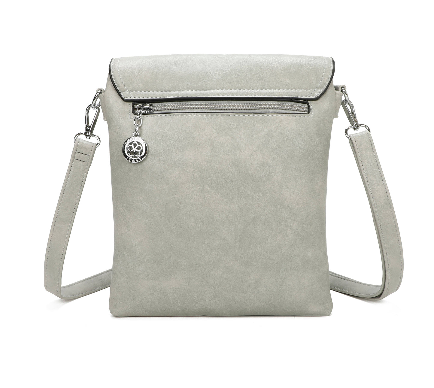 Medium Size 3 Compartment Cross Body  Shoulder Bag: Grey