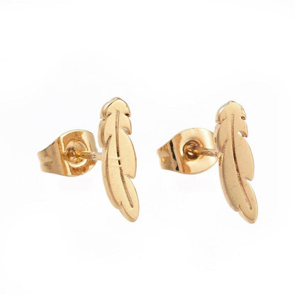 WishStrings - SALE - Golden Feathers - Stud Earrings - S077