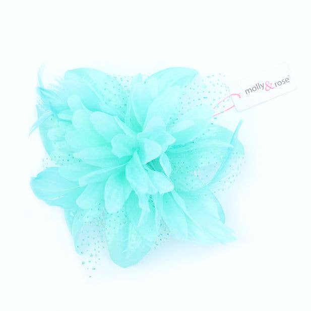 Inca UK - Style Molly. Aqua Flower Fascinator On A Clear Comb