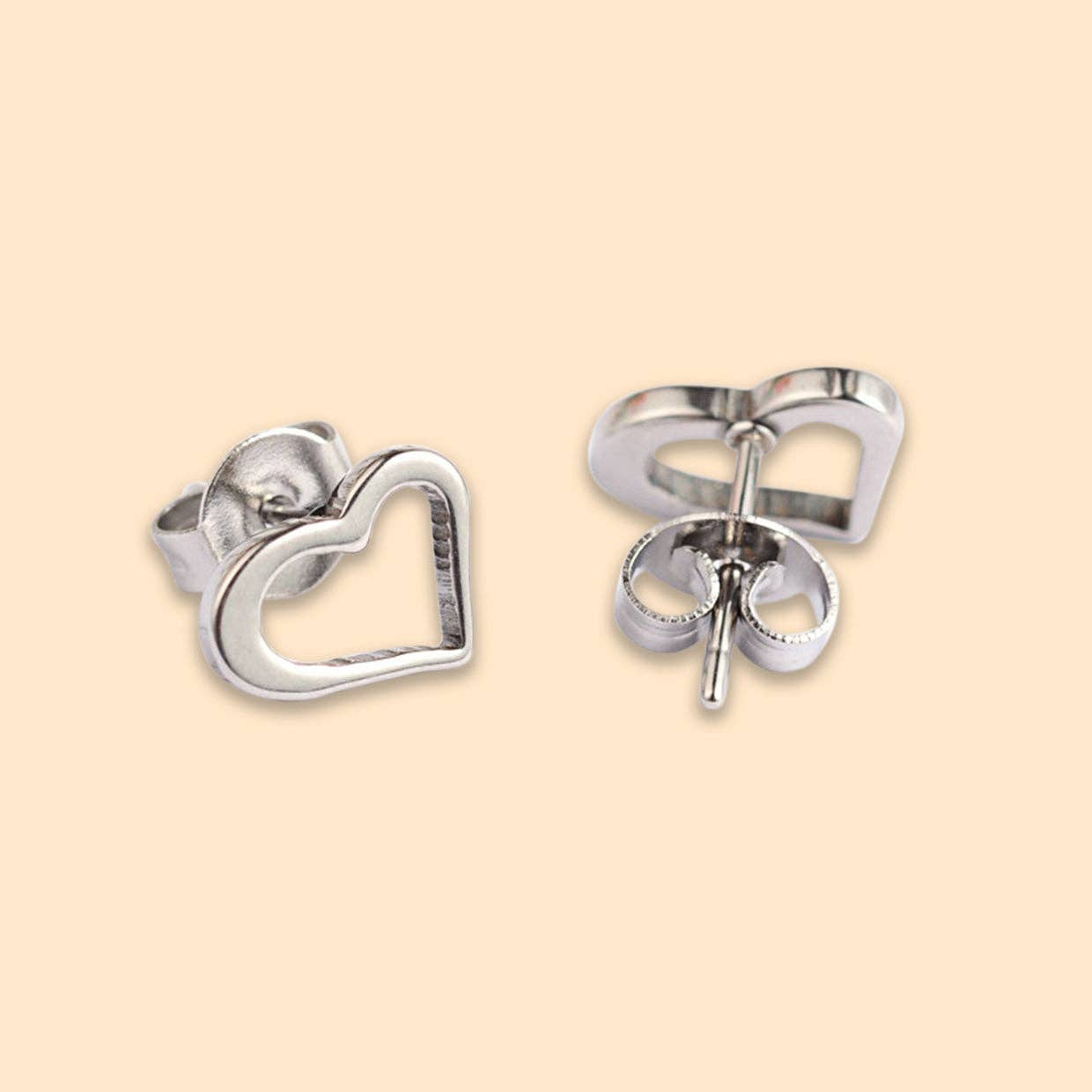 WishStrings - SALE - Silver Open Hearts - Stud Earrings - S081