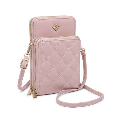 Quilted Pattern Two Zipped Sections Phone Bag/Purse: Blue