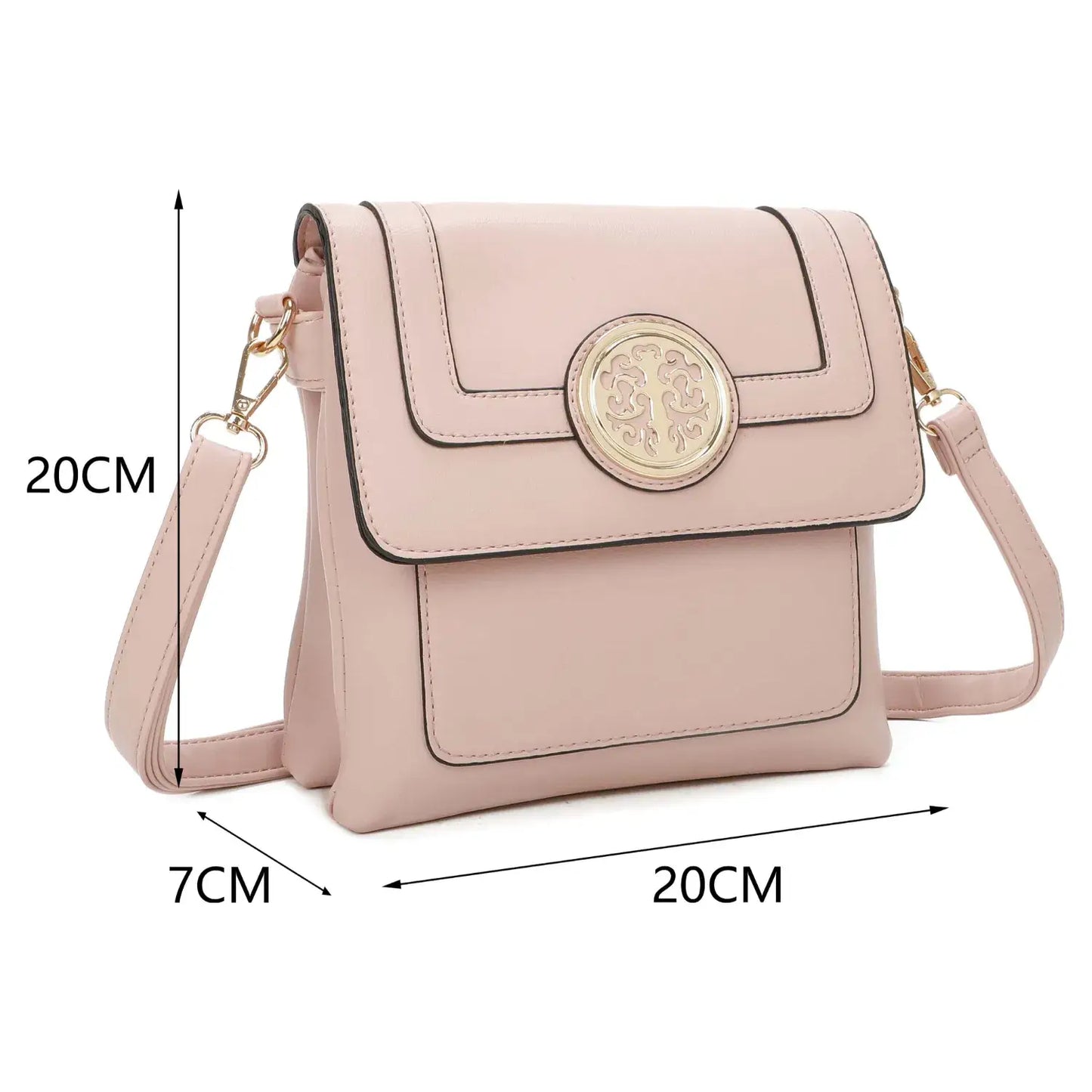 Small 3 Compartment Cross Body Bag Shoulder Bag- Cream