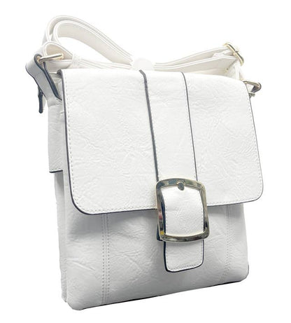 Bessie London - CLASSIC FLAP OVER BUCKLE CROSS BODY BAG: GREY