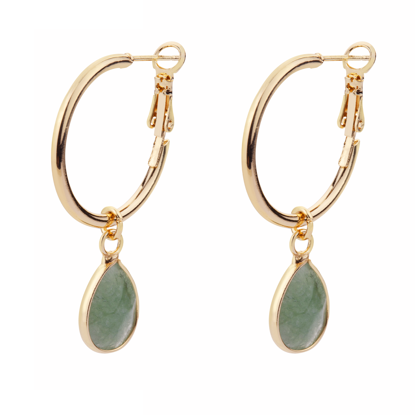 D&X Ltd - Venus Semi-Precious Stone Leaver Earrings: Gold & Black Spinel