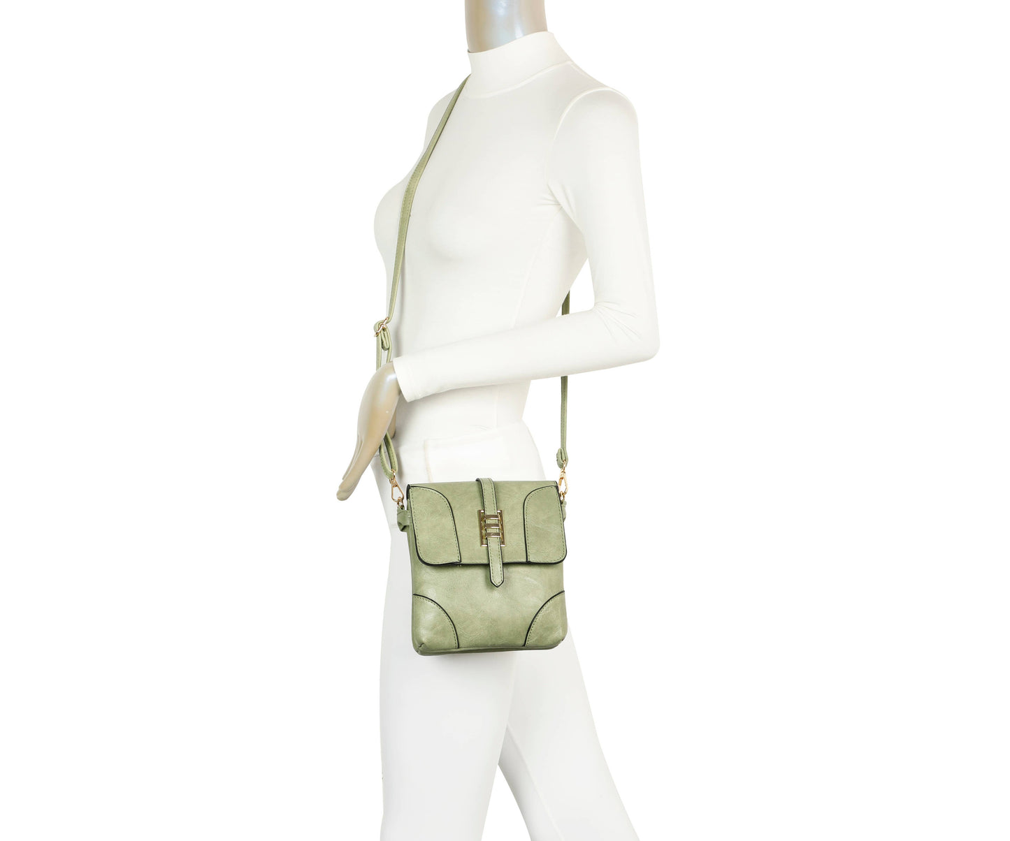 Superbia - Small Front Flap 2 Compartment Cross Body Bag Shoulder Bag: Green