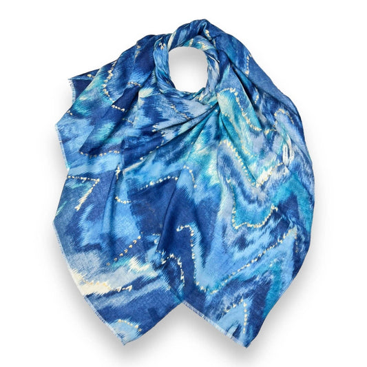 Lili Scarves - Colourful Zigzag Print with Small Flakes: Pink