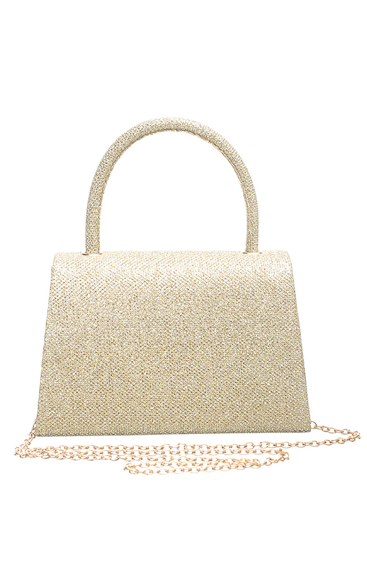 Bessie London - TOP HANDLE FLAP OVER CLUTCH BAG: Silver