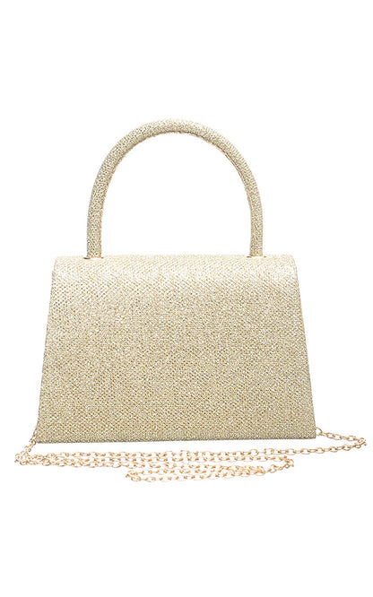 Bessie London - TOP HANDLE FLAP OVER CLUTCH BAG: Silver