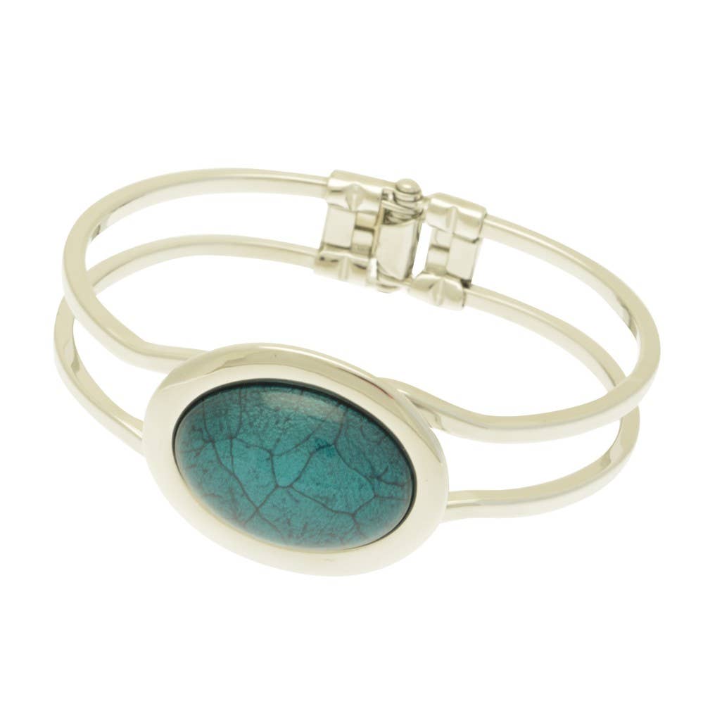 Miss Milly Limited - Forest Green Marble Resin Hinged Bangle