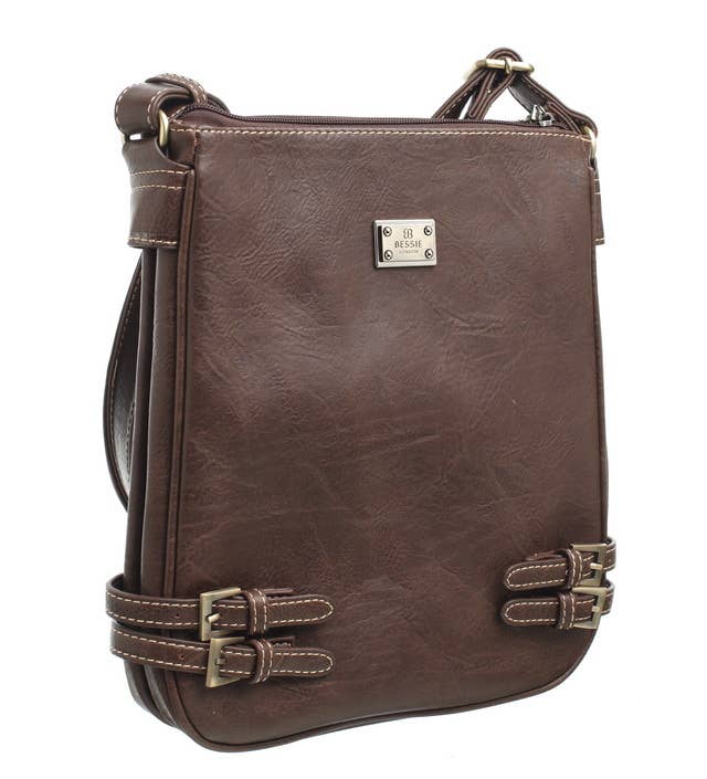 Bessie London - CLASSIC BUCKLE ZIPPER BAG: MOCHA