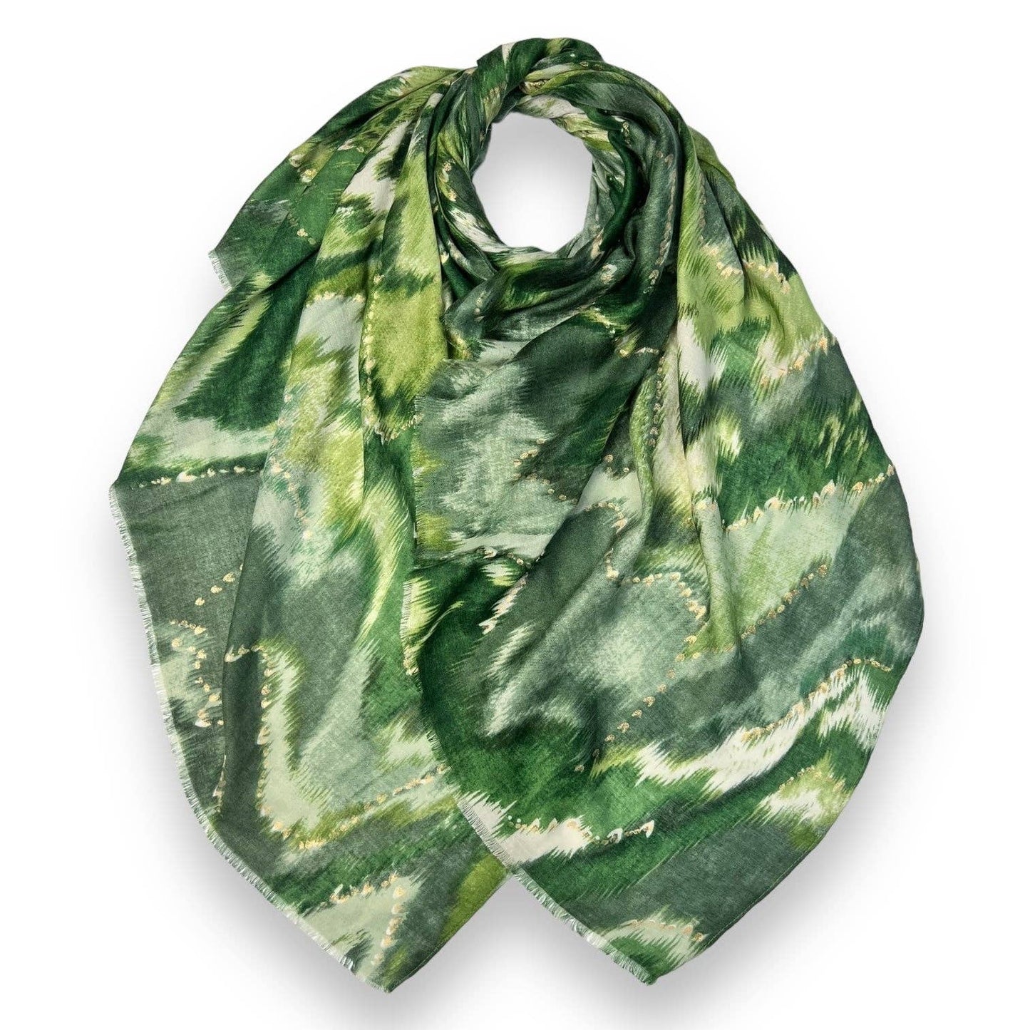 Lili Scarves - Colourful Zigzag Print with Small Flakes: Blue