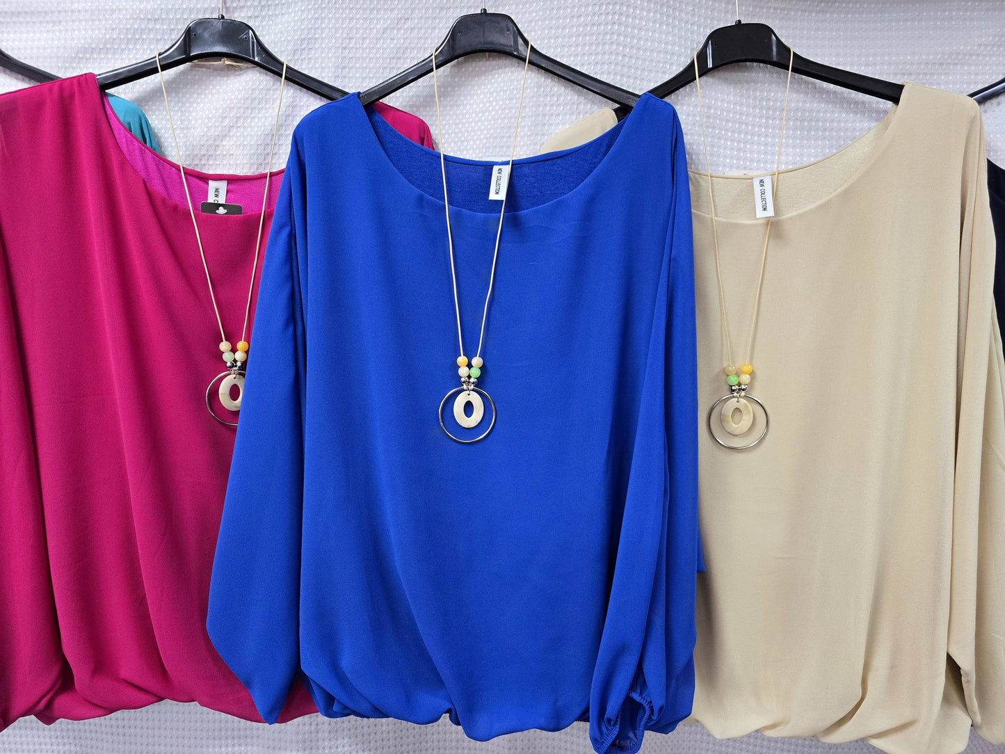 Kurt Muller - Emma Necklace Bubble Hem Lined Blouse: Khaki green