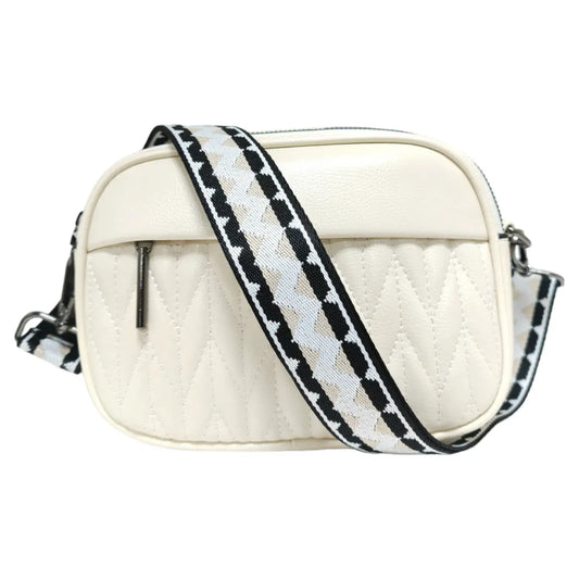 Superbia - Double Zipper Quilted Camera Bag Cross Body Bag Pewter: Teal