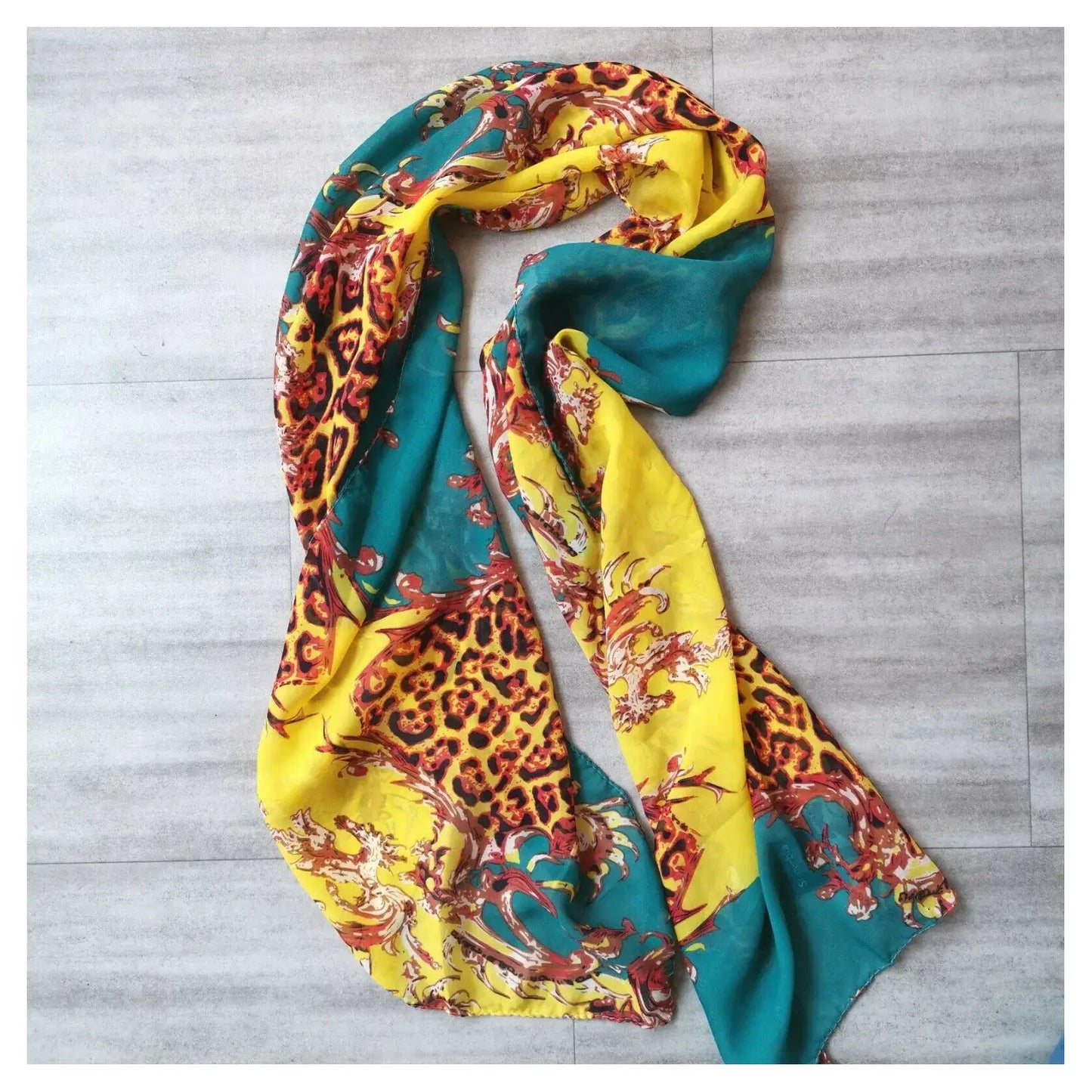 Superbia - Small  Floral Chiffon Light Weight Neck Scarf -C3032 : Orange