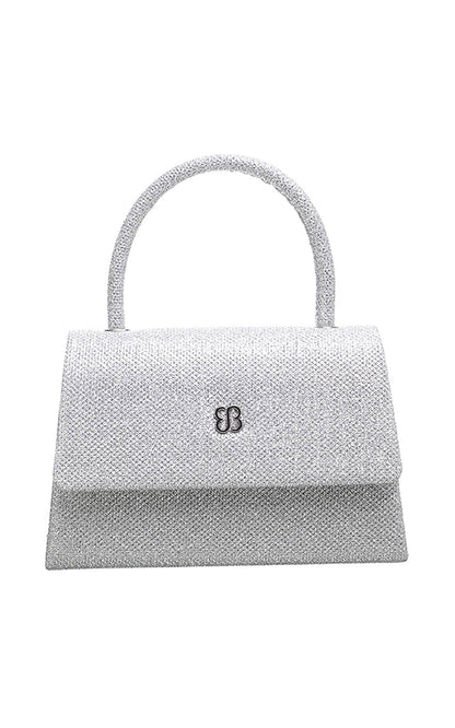 Bessie London - TOP HANDLE FLAP OVER CLUTCH BAG: Silver