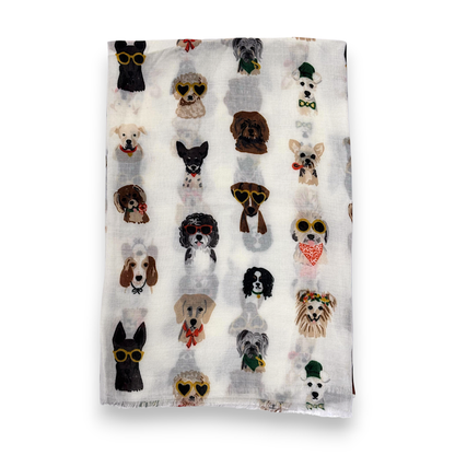 Lili Scarves - Summer Dogs Wearing Accessories Print Scarf: Pink