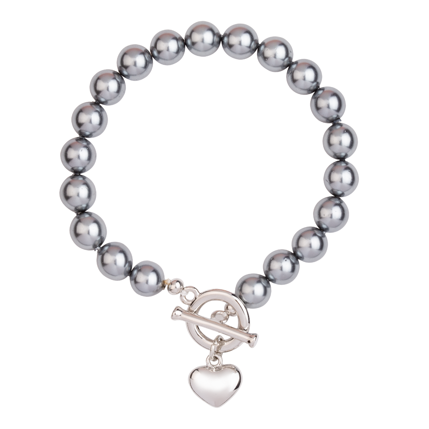 D&X Ltd - Audrey Mother of Pearl T-Bar Bracelet: Rhodium Silver & Cream