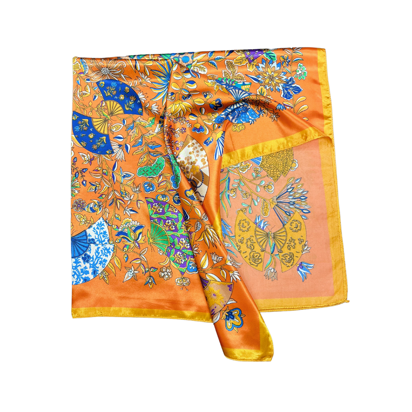 Lili Scarves - Butterfly Pattern Silk Touch Square Scarf: Yellow