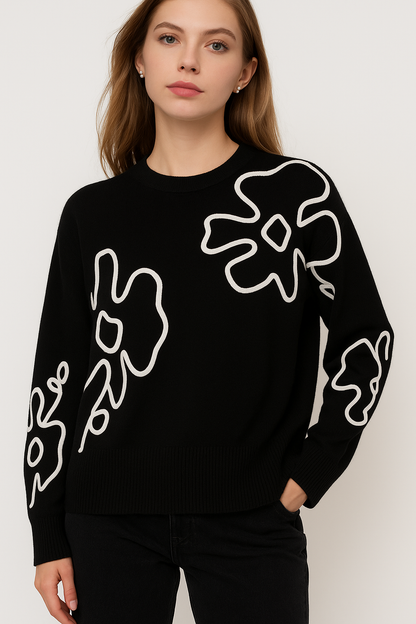 Lucy Sparks - SOFT KNIT JUMPER WITH CONTRASTING FLORAL LACE DESIGN: Burgundy