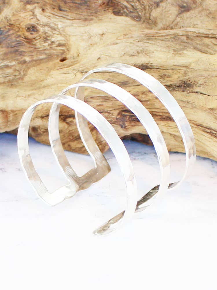 Suzie Blue - BEATEN METAL TRIPLE BAR CUFF