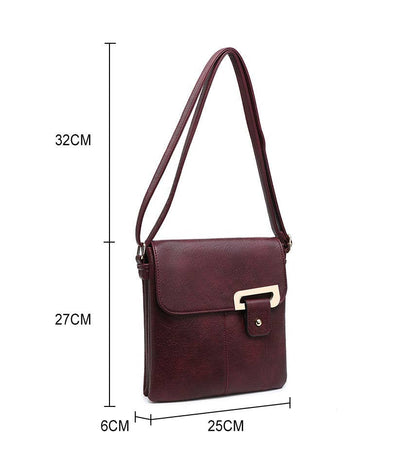 Cross Body Handbag with flap over cover: Black