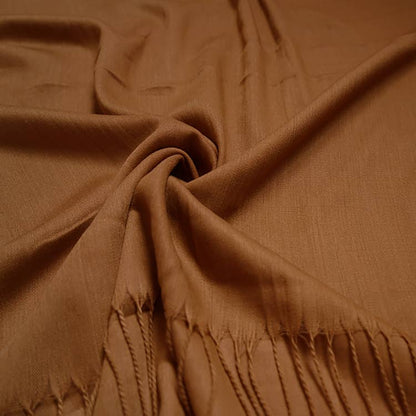 London Scarves - Plain cotton blend pashmina with tassels: Peach A29