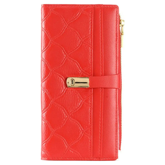 Superbia - Long Quilted Purse with Gift Box-A677: Red