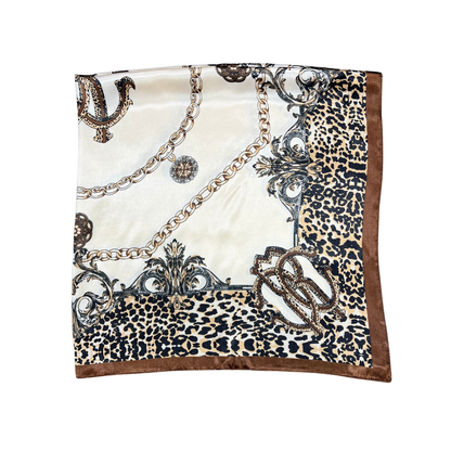 Lili Scarves - Leopard Print Pattern Silk Touch Square Scarf: Red