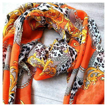 Superbia - Small Light Weight Patterned Chiffon Neck Scarf : Red