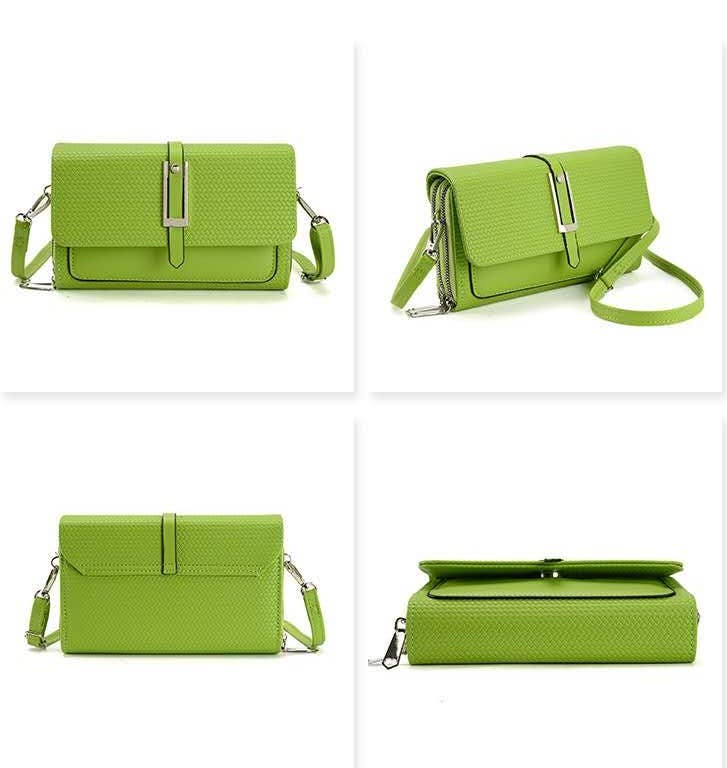 Silver-toned Classic Flap Over 2 Zipper Mobile Bag Essential: Taupe