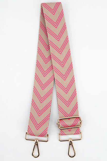Sarta Accessories - Woven Two Tone Chevron Print Bag Strap in Pink: One-size