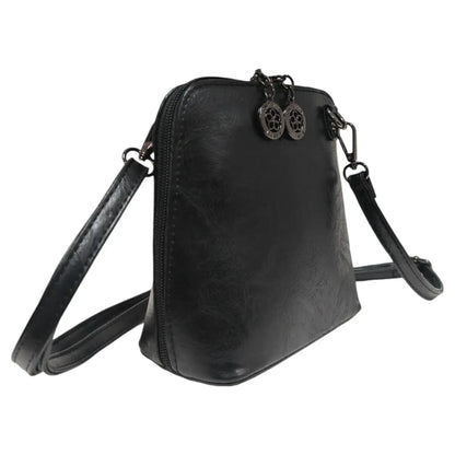 Superbia - Superbia Pewter Hardware Small Box Zip Around Cross Body Bag: Navy