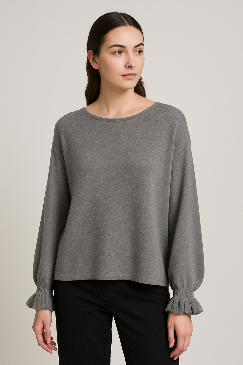 Lucy Sparks - Knit jumper with frill cuffs: Black