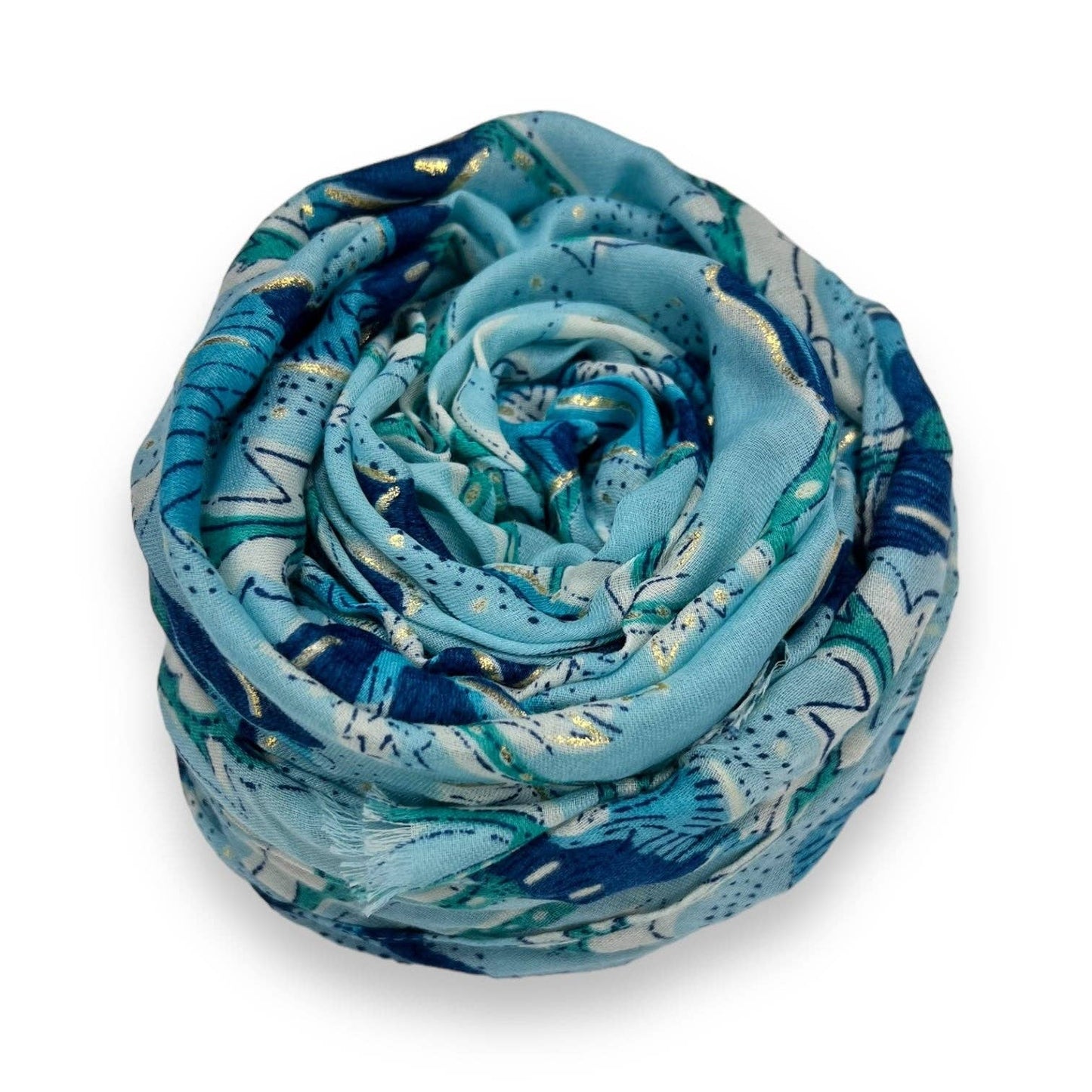 Lili Scarves - Summer Poppy Flower Print Scarf: Blue