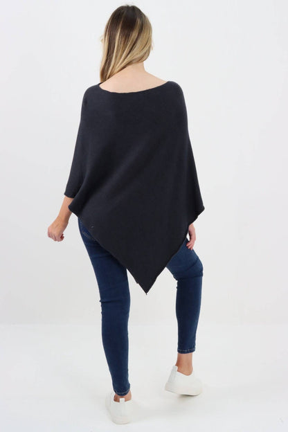 Italian Knitted Lagenlook Star Poncho: Camel / One Size To Fit UK 8-18