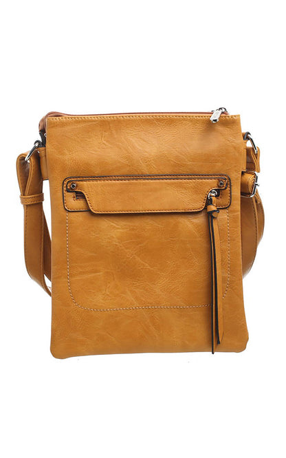 Bessie London - CLASSIC ZIPPER CROSSBODY BAG: GREY